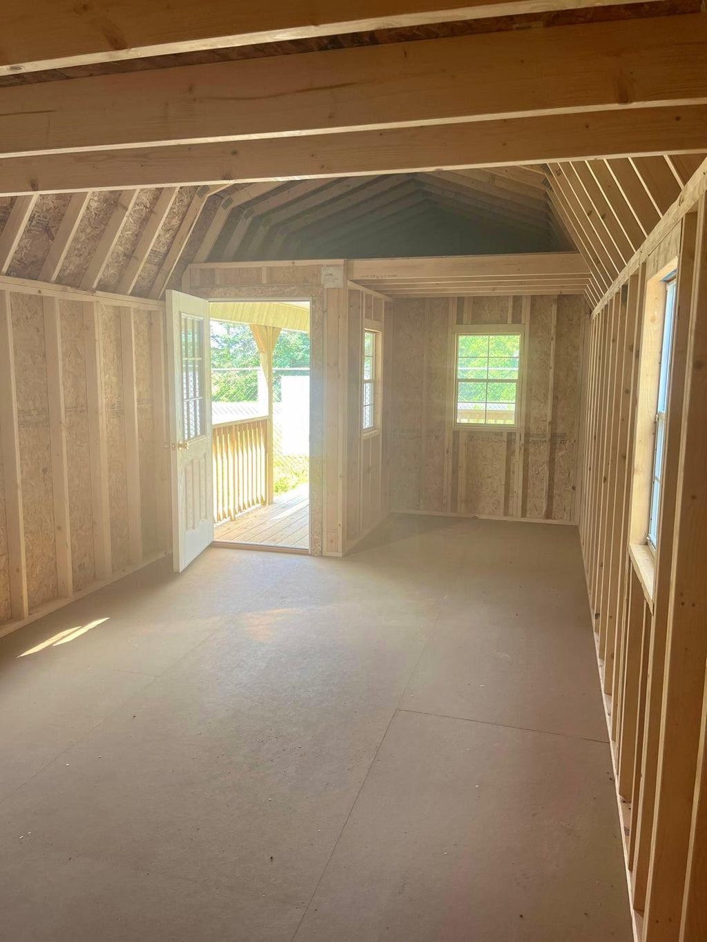 12x32 premier lofted barn cabin front nook entrance