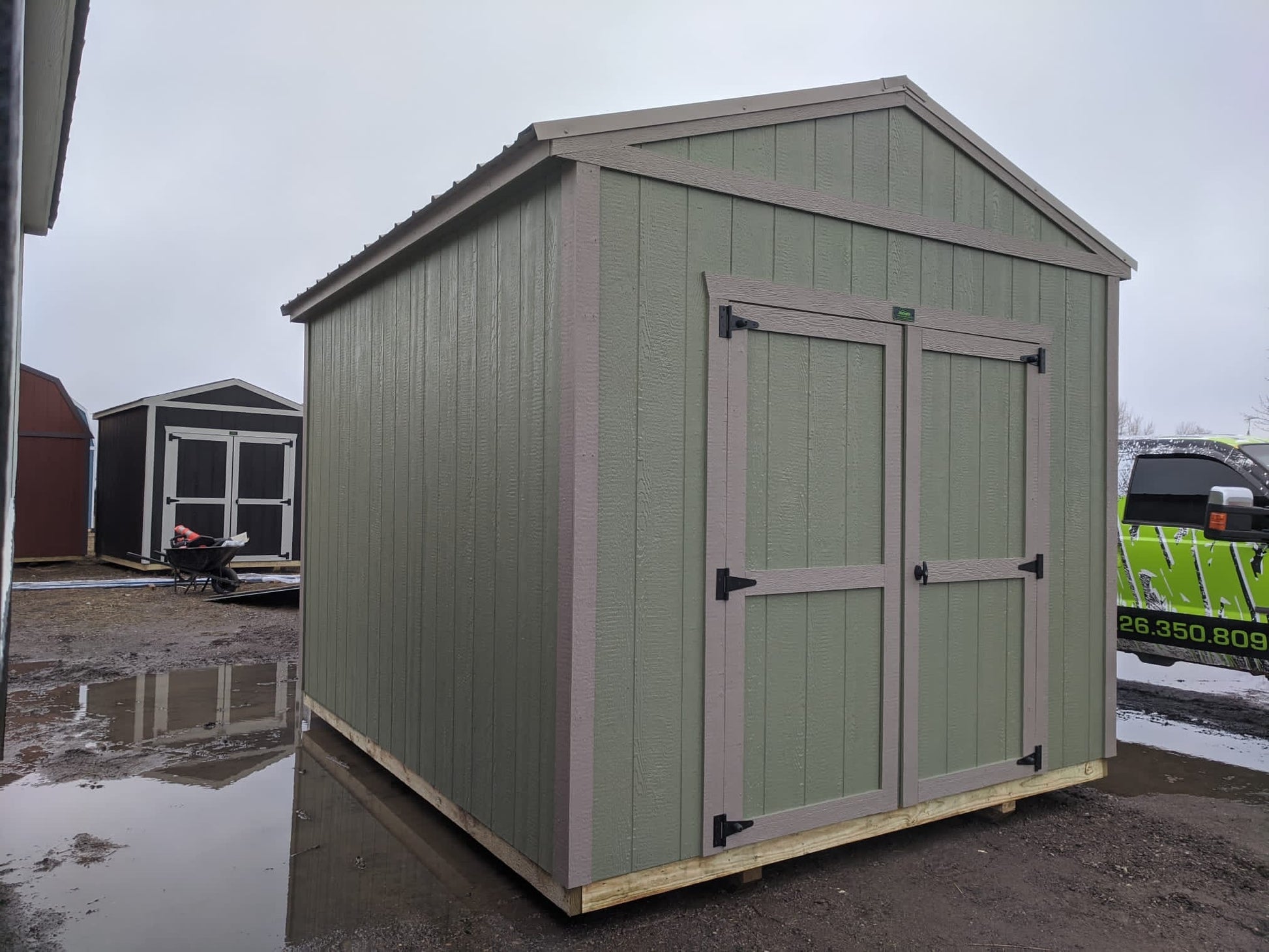 utility storage shed green