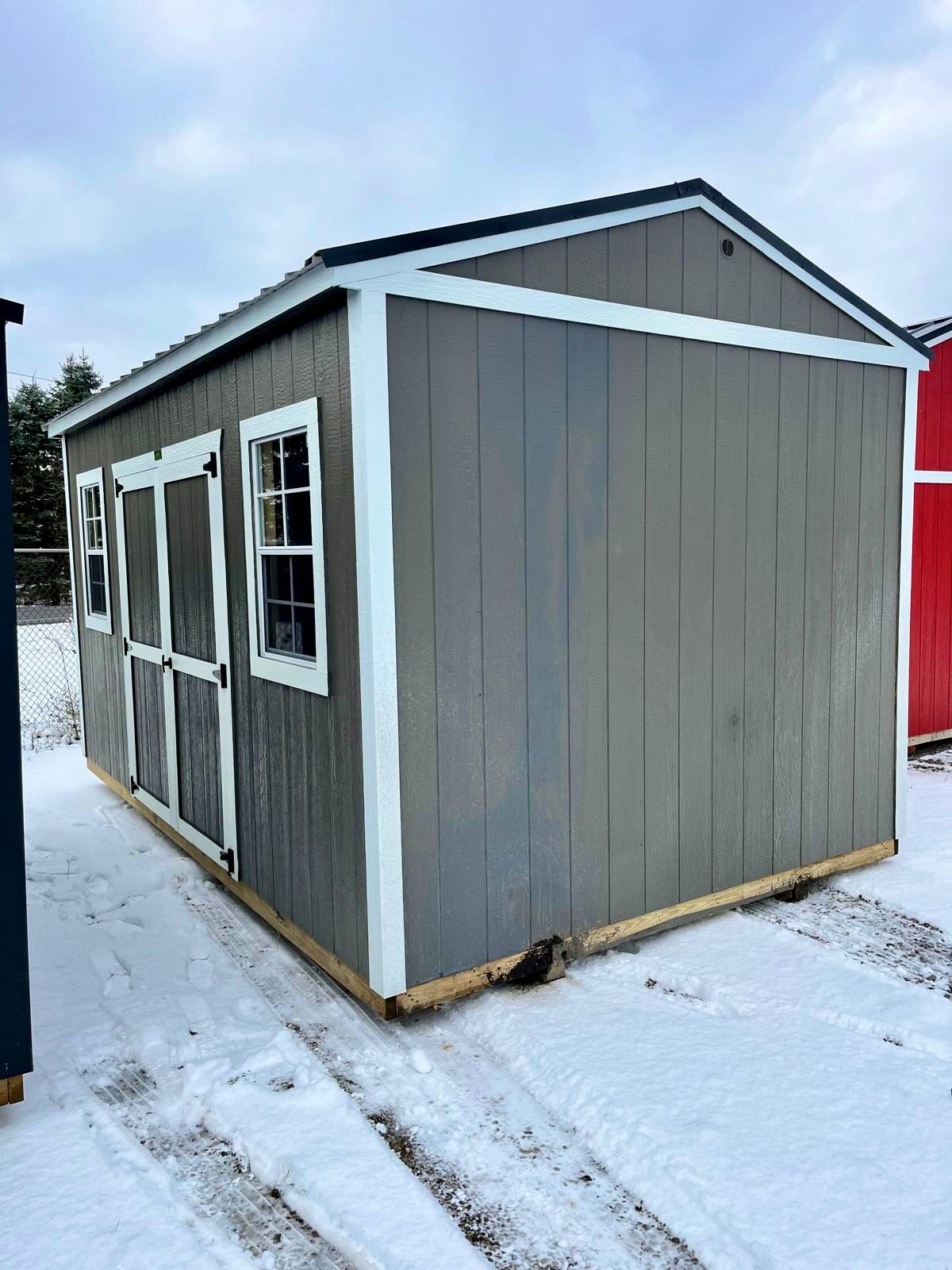 portable side utility storage shed gray
