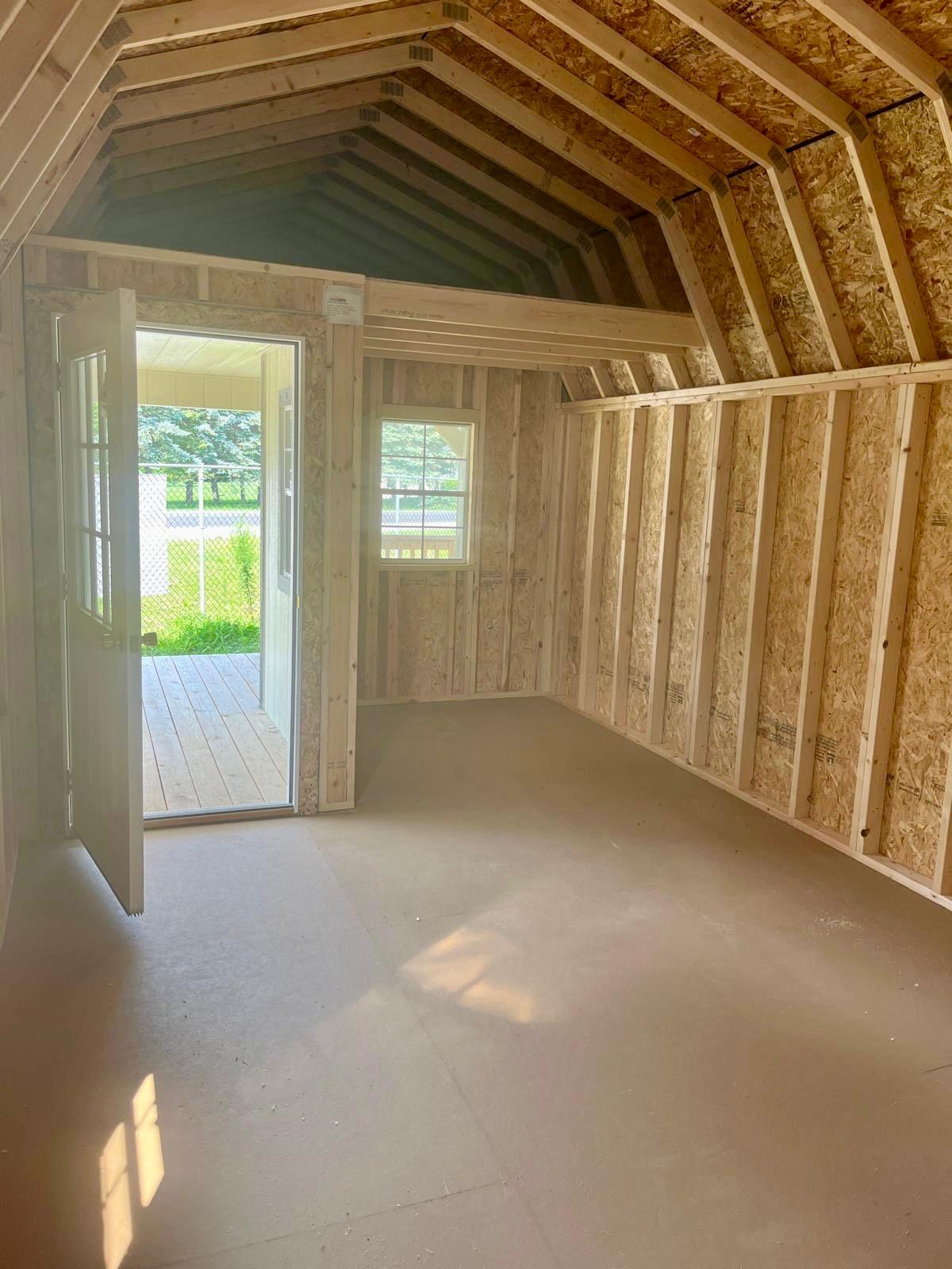 12x32 premier lofted barn cabin walk in door