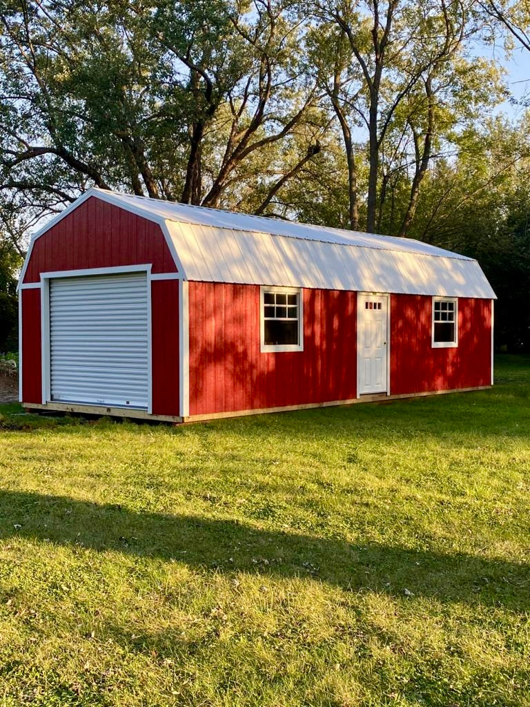 portable lofted barn storage garage red