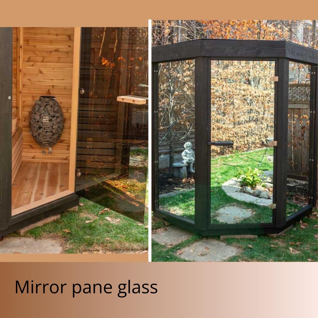mirror glass sauna