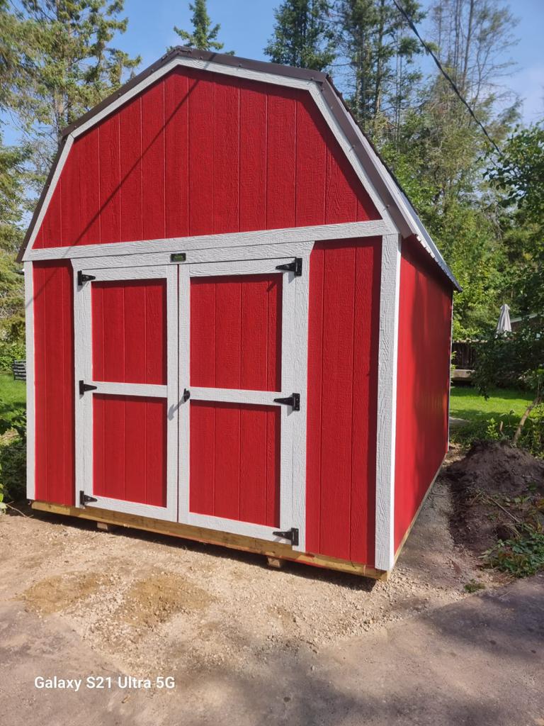 portable lofted barn shed for storage red