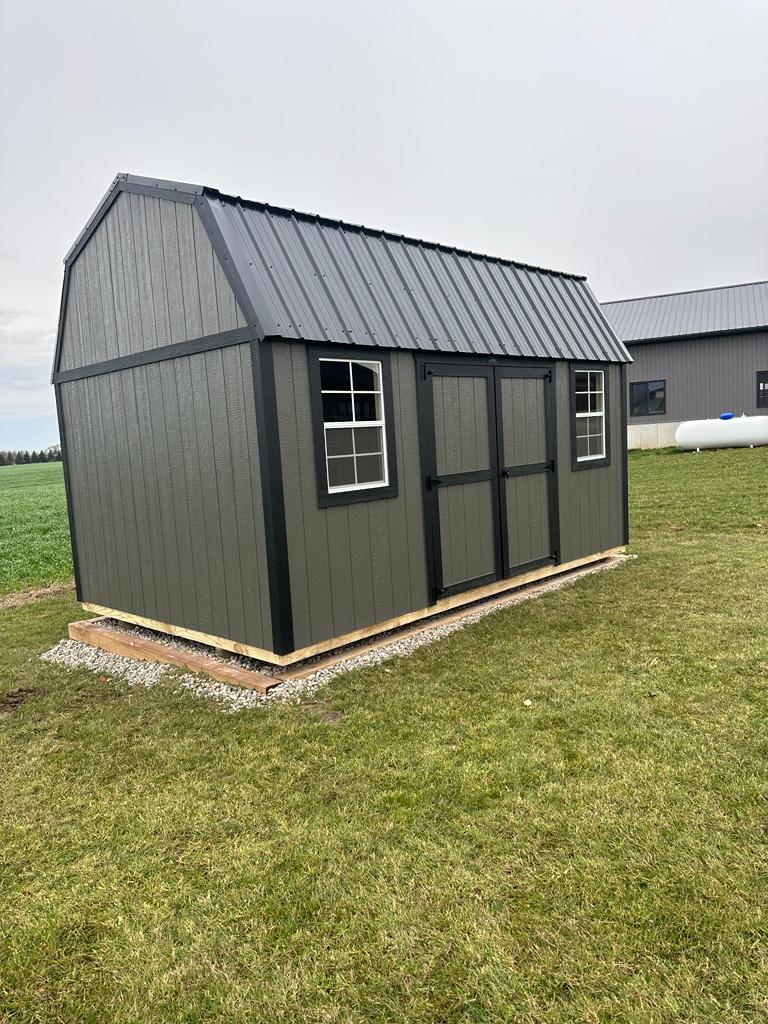 portable lofted barn storage shed black walk in door