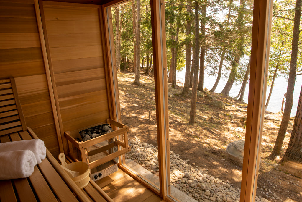 Pure cube 580 sauna interior clear red cedar