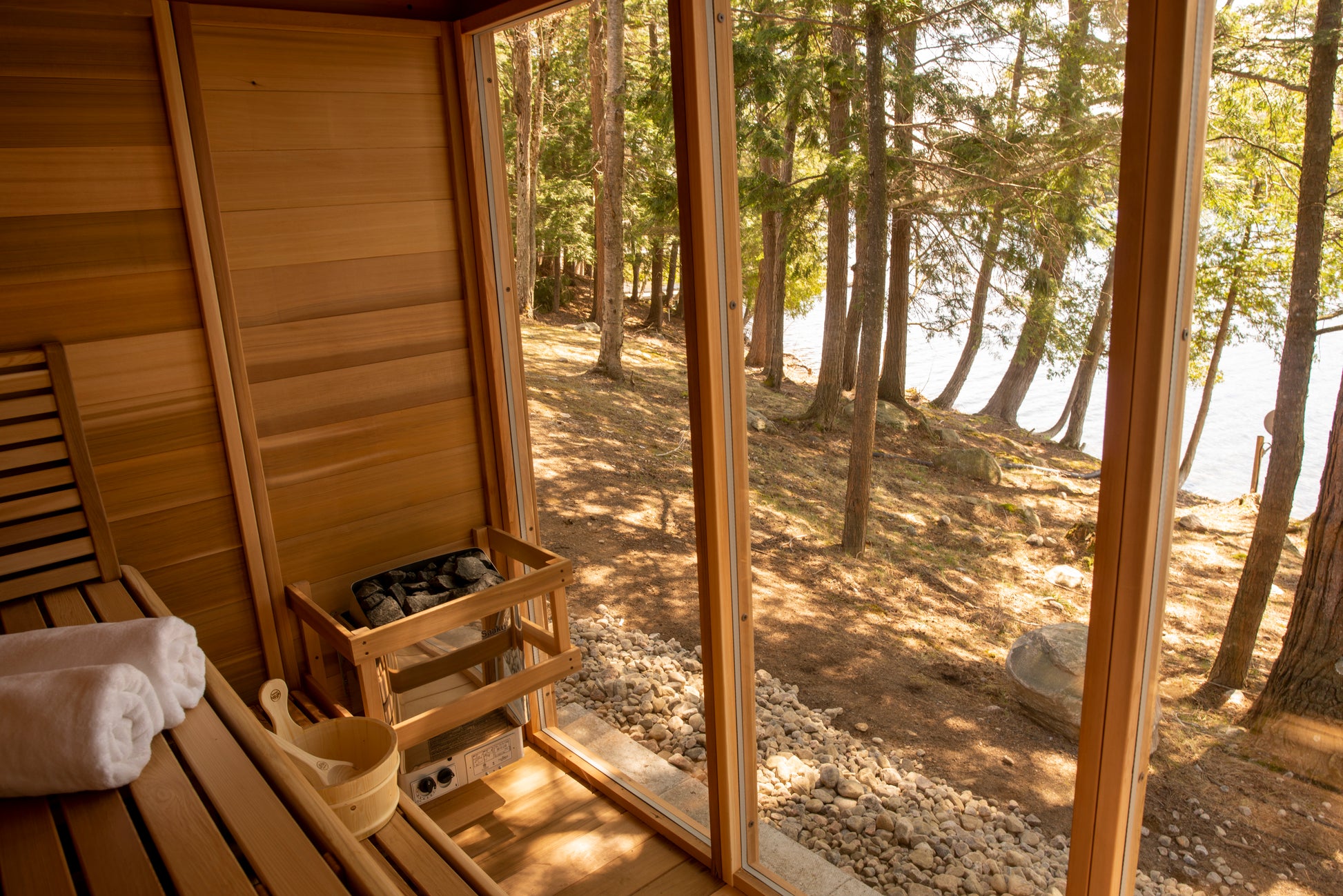 Pure cube 580 sauna interior clear red cedar