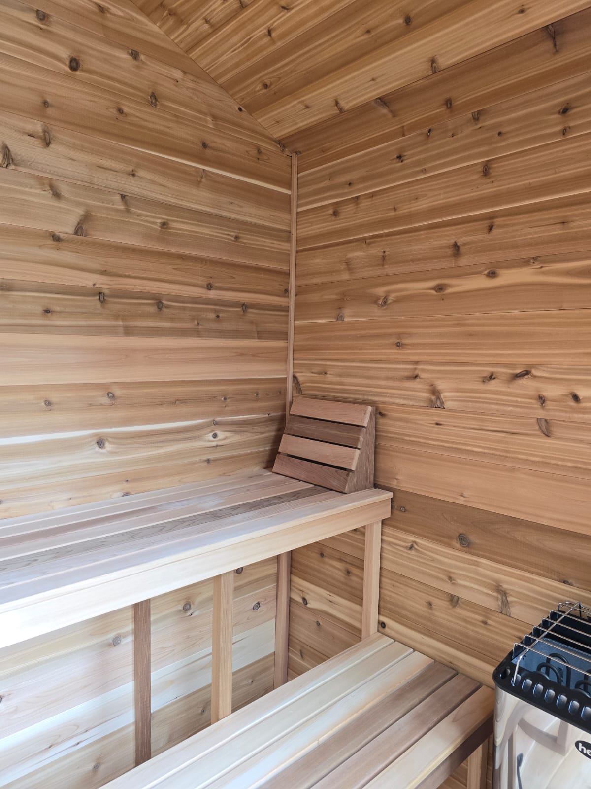 red cedar cabin sauna interior