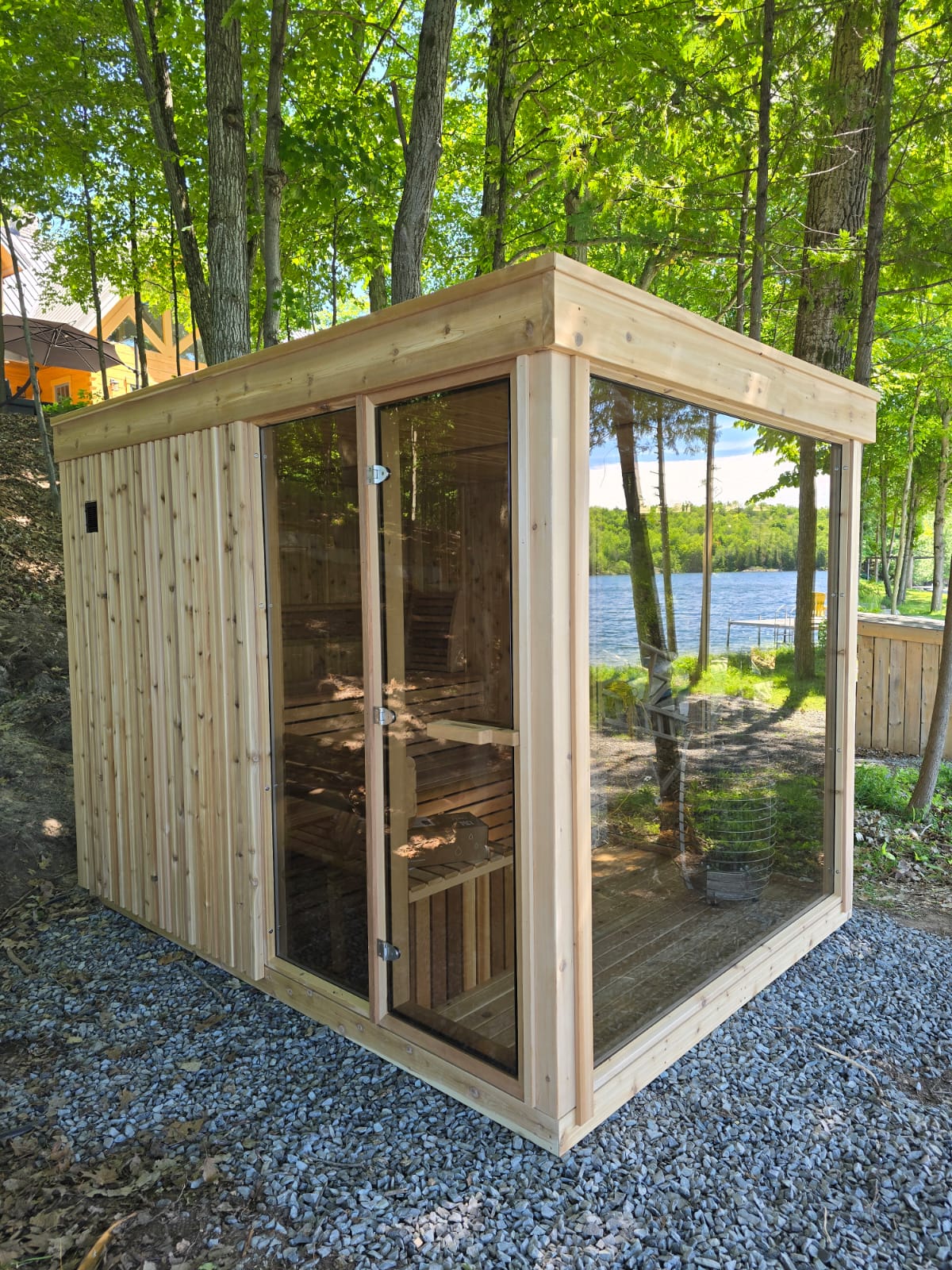 Orion Sauna front glass villa siding