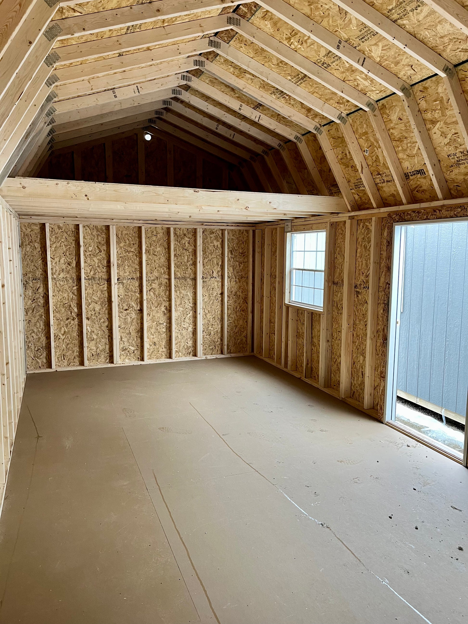 portable lofted barn storage garage inside interior
