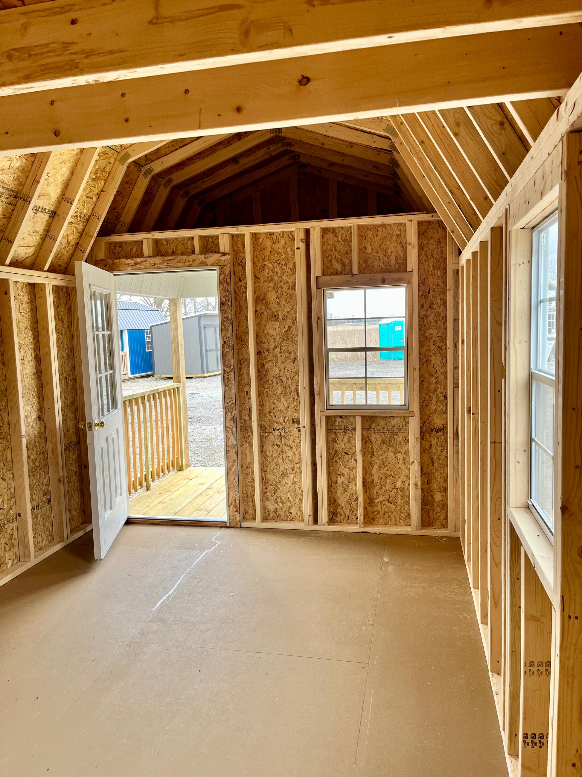 portable lofted barn cabin bunkie with loft over porch