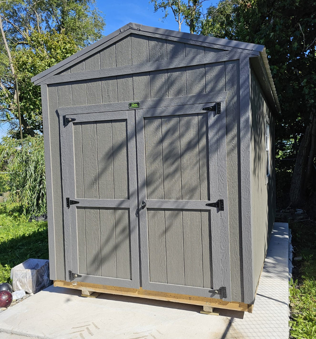 utility storage shed gray