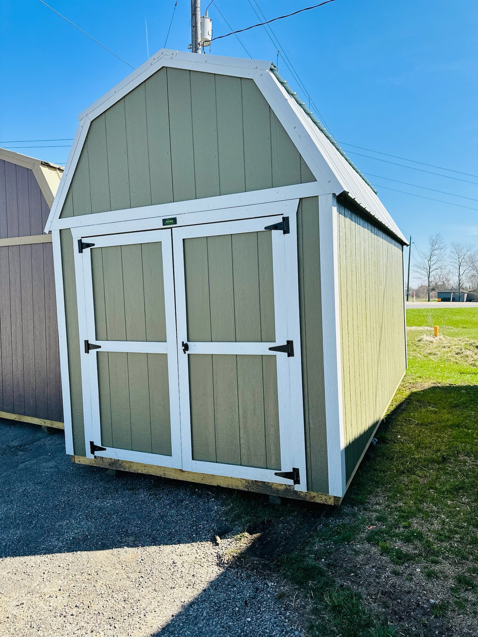 portable lofted barn shed for storage green