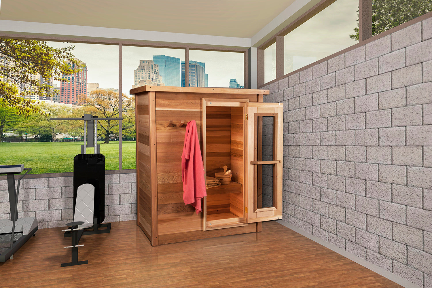 indoor red cedar cabin sauna