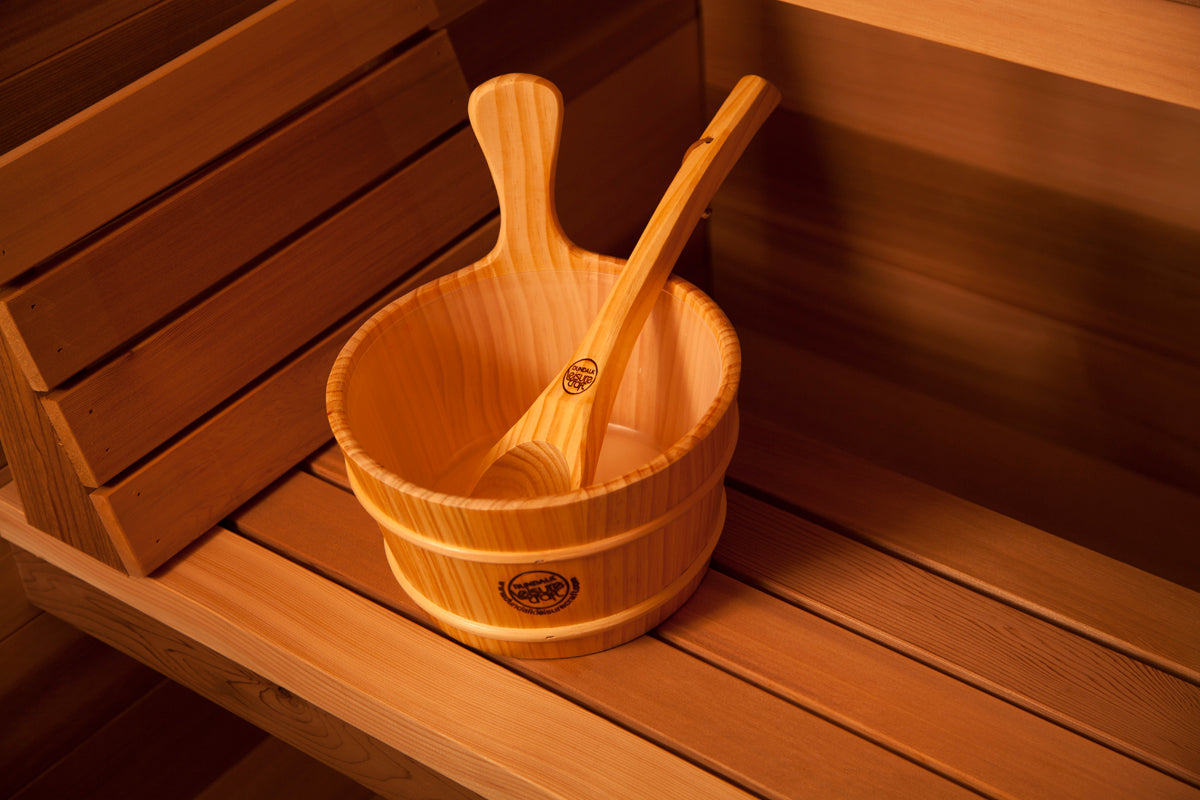 indoor red cedar cabin sauna benches