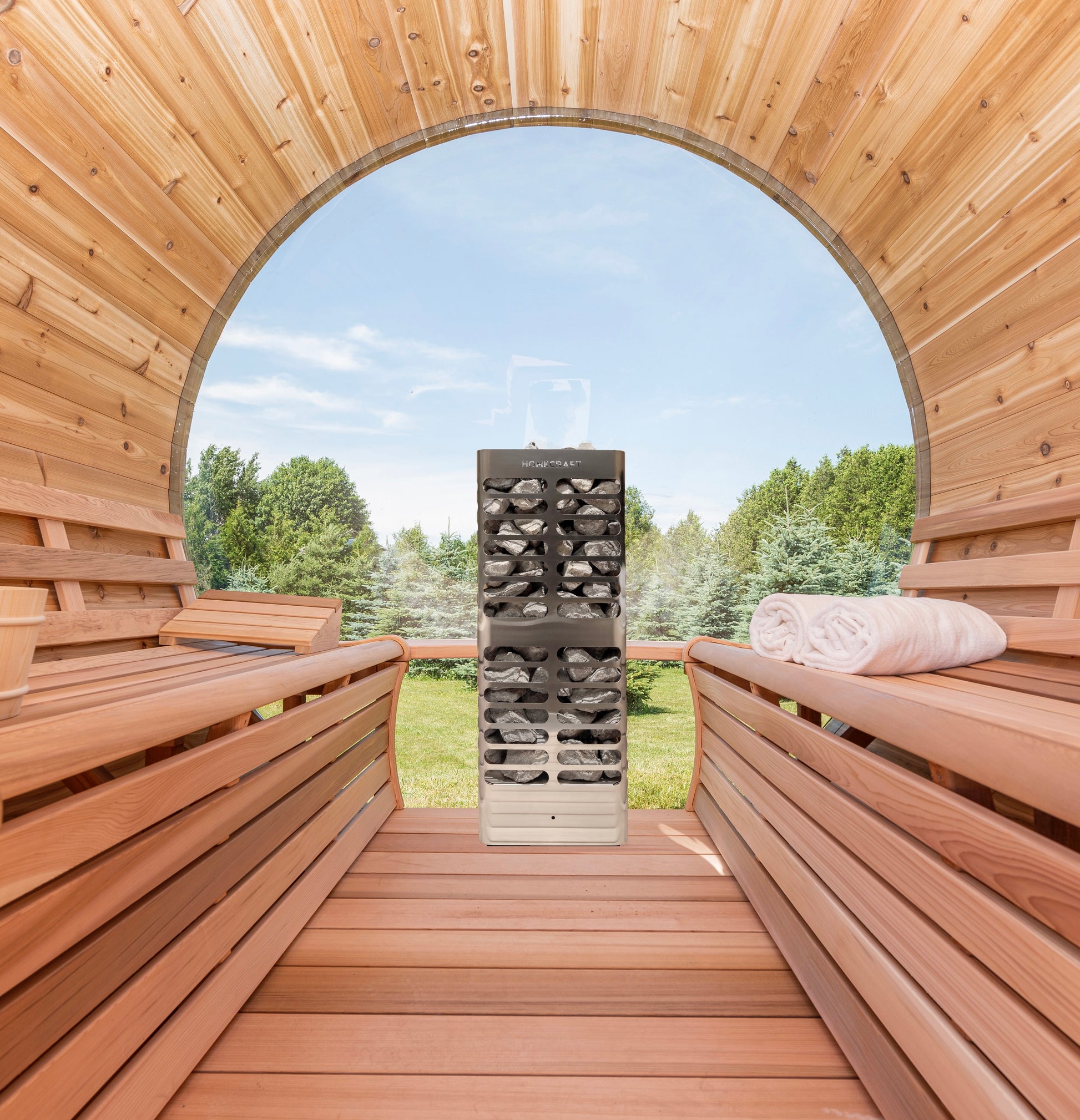 Red Cedar Panoramic Barrel Sauna