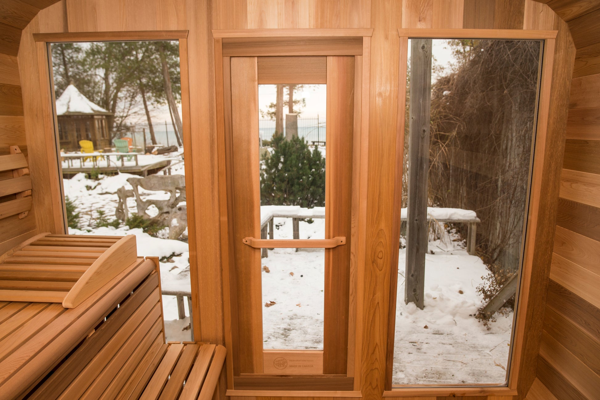 red cedar luna sauna L benches