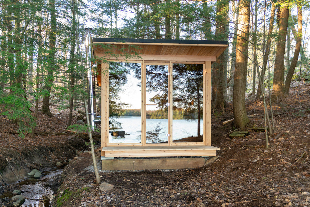 Mountain view sauna mirror glass