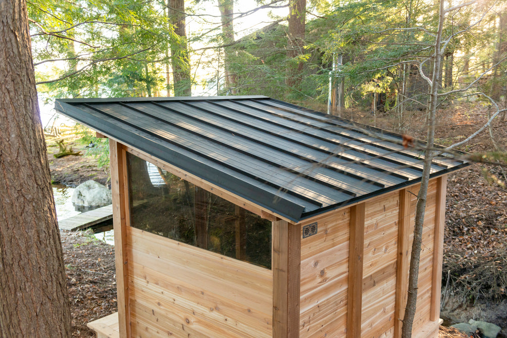 Mountain view sauna standing seam roof