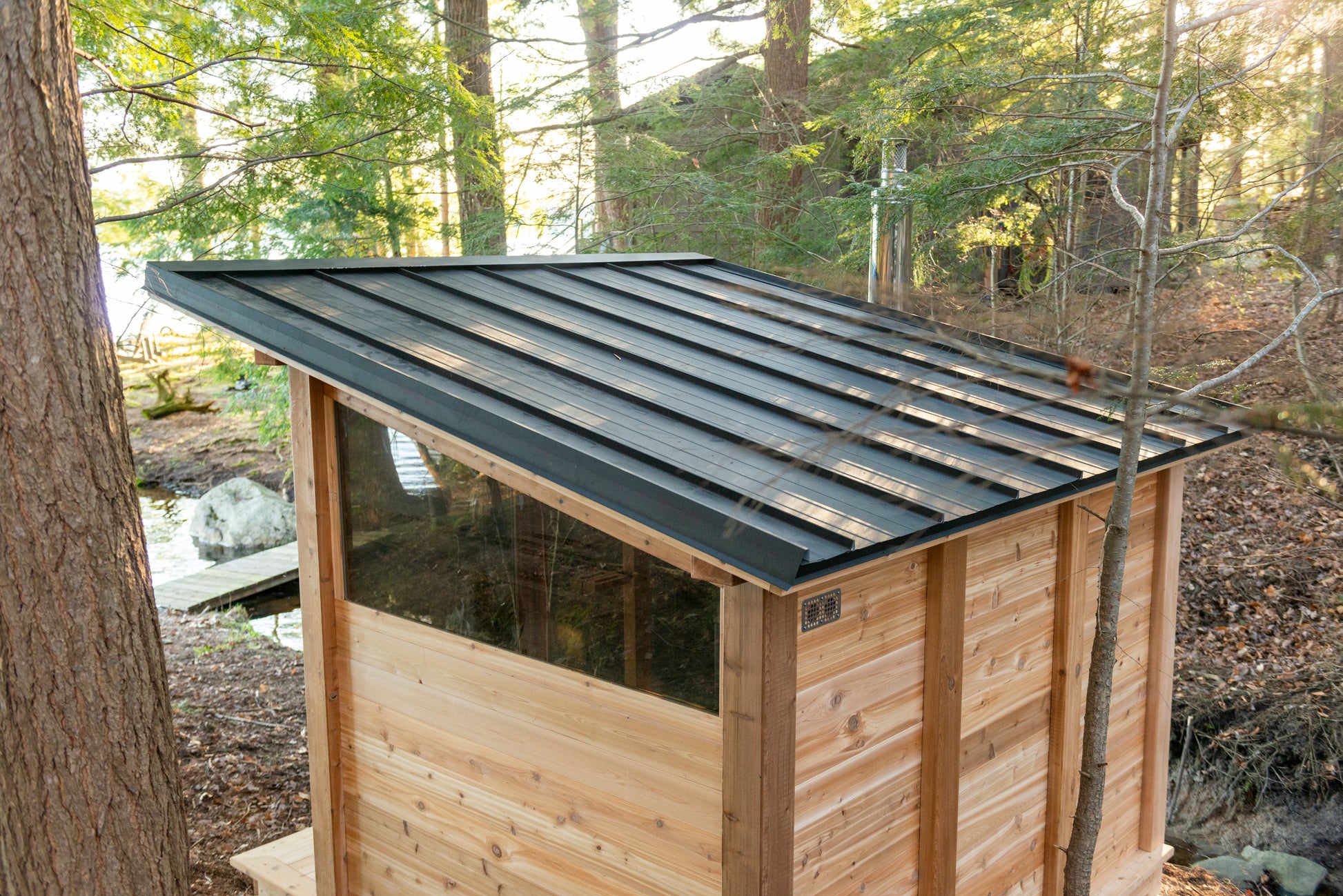 Mountain view sauna standing seam roof
