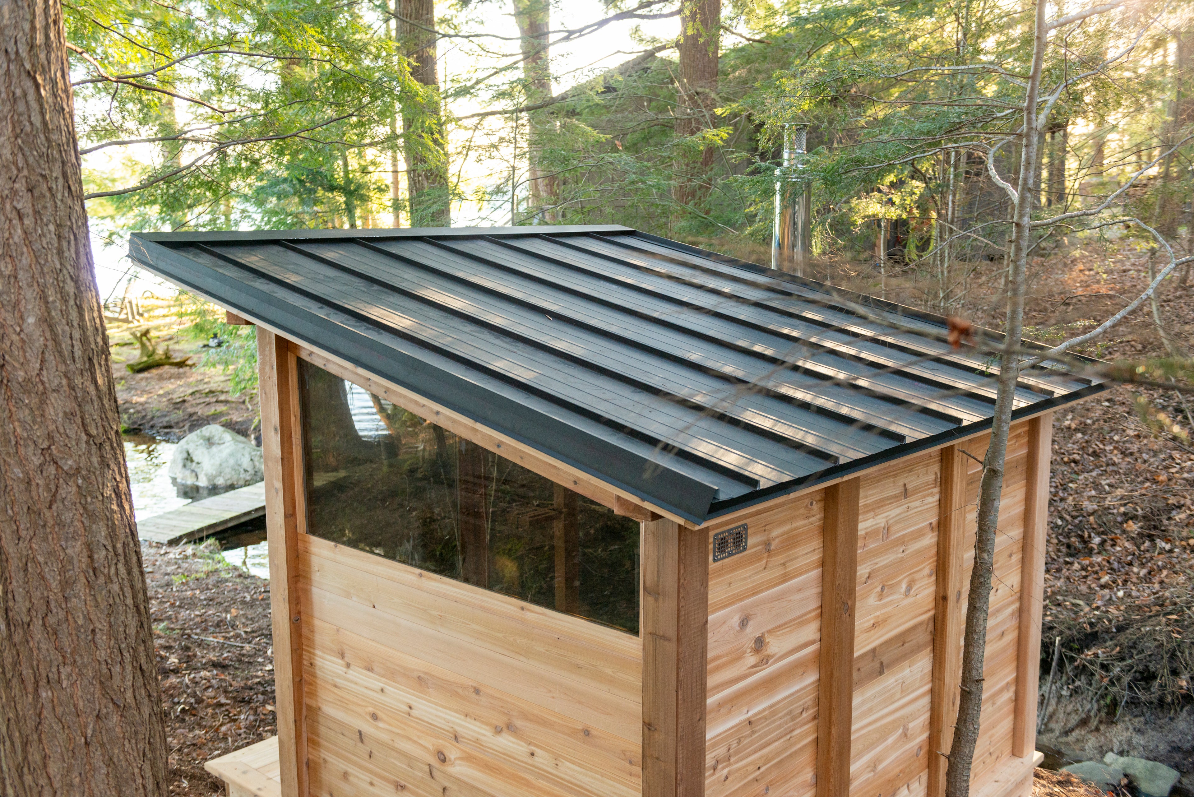 Mountain view sauna standing seam roof