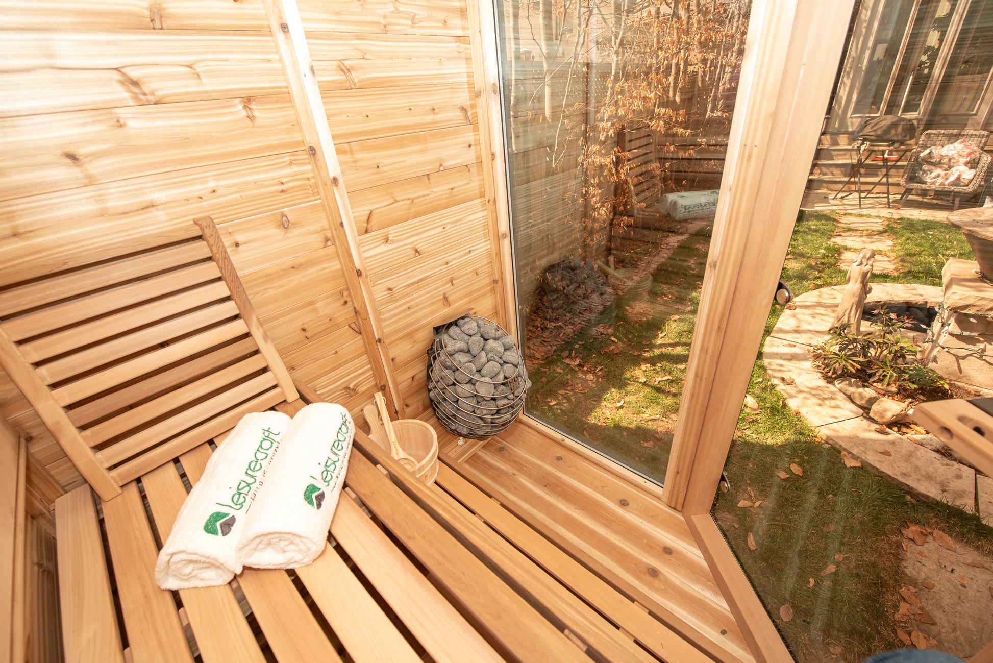 trinity pure cube sauna interior view