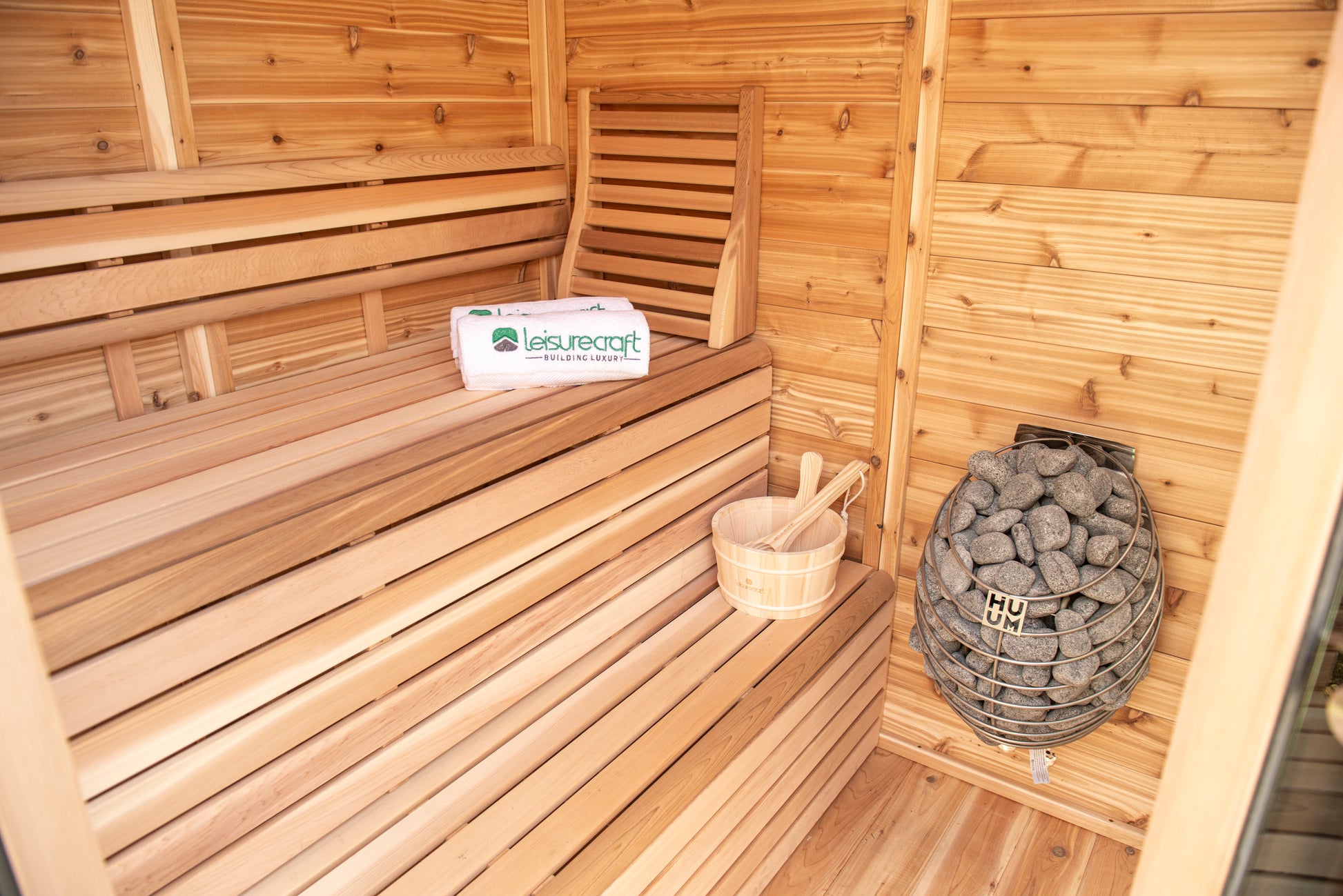 trinity pure cube sauna interior red cedar
