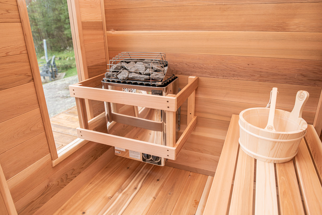 red cedar cabin sauna electric heater