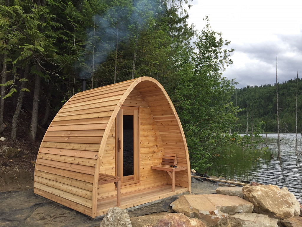 red cedar pod sauna woodburning 