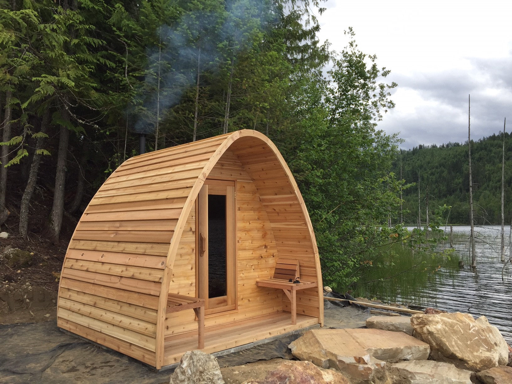 red cedar pod sauna woodburning 