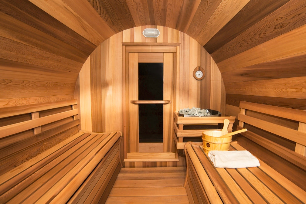 Clear Red Cedar Panoramic Barrel Sauna
