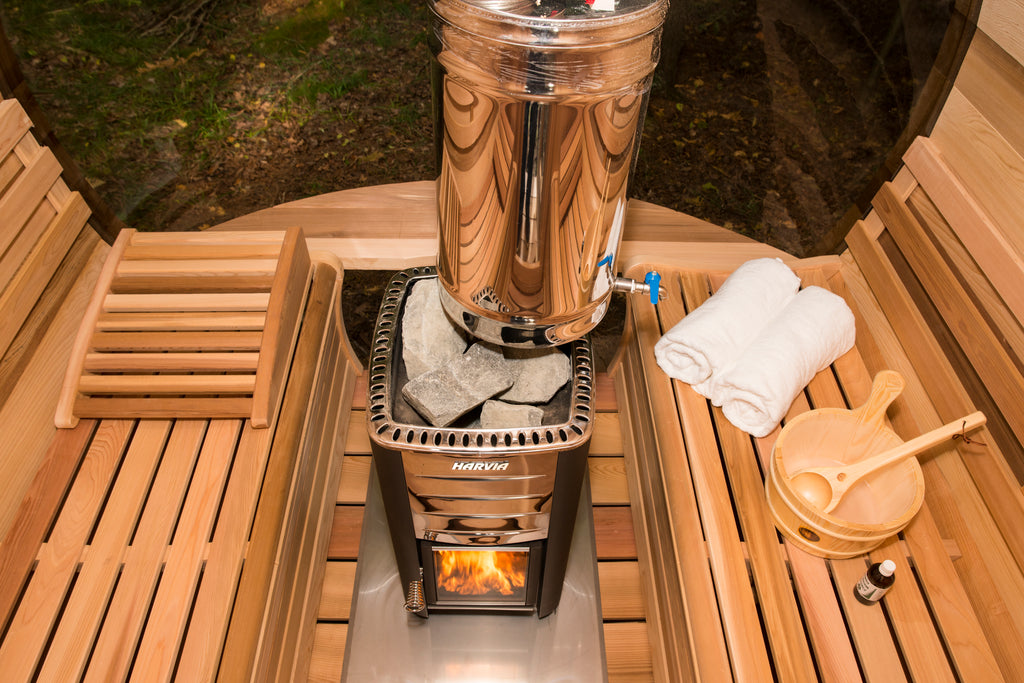 Clear Red Cedar Panoramic Barrel Sauna