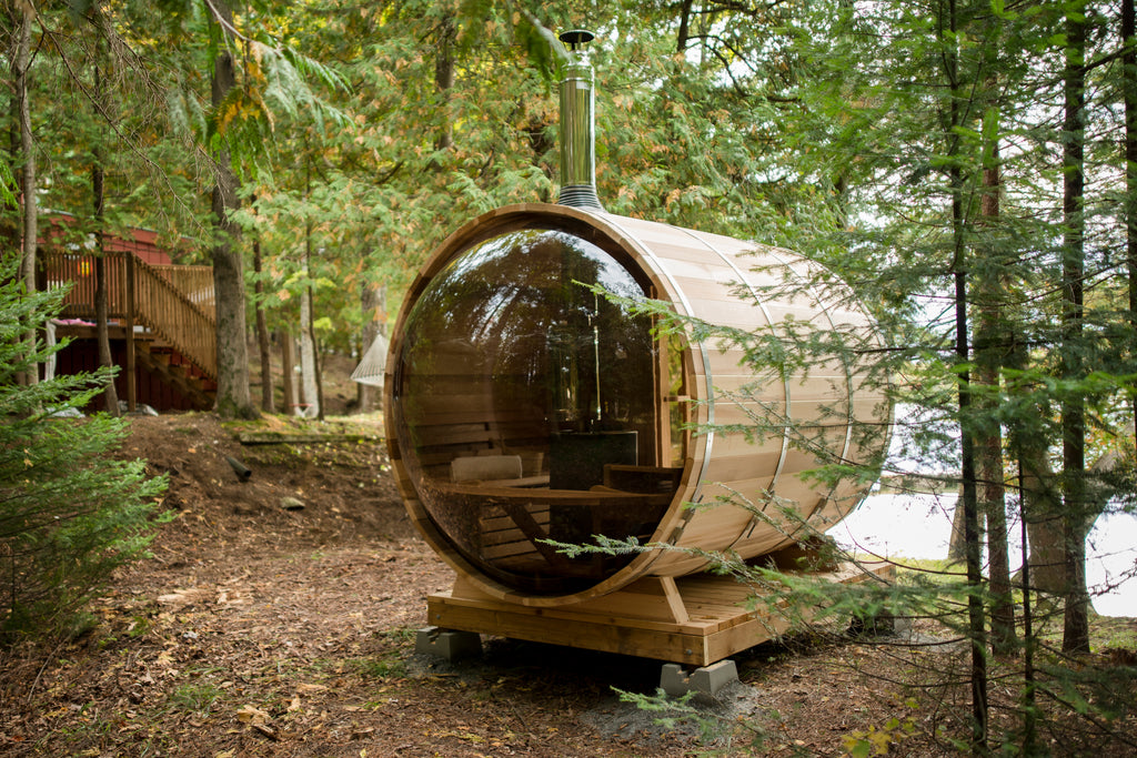 Clear Red Cedar Panoramic Barrel Sauna