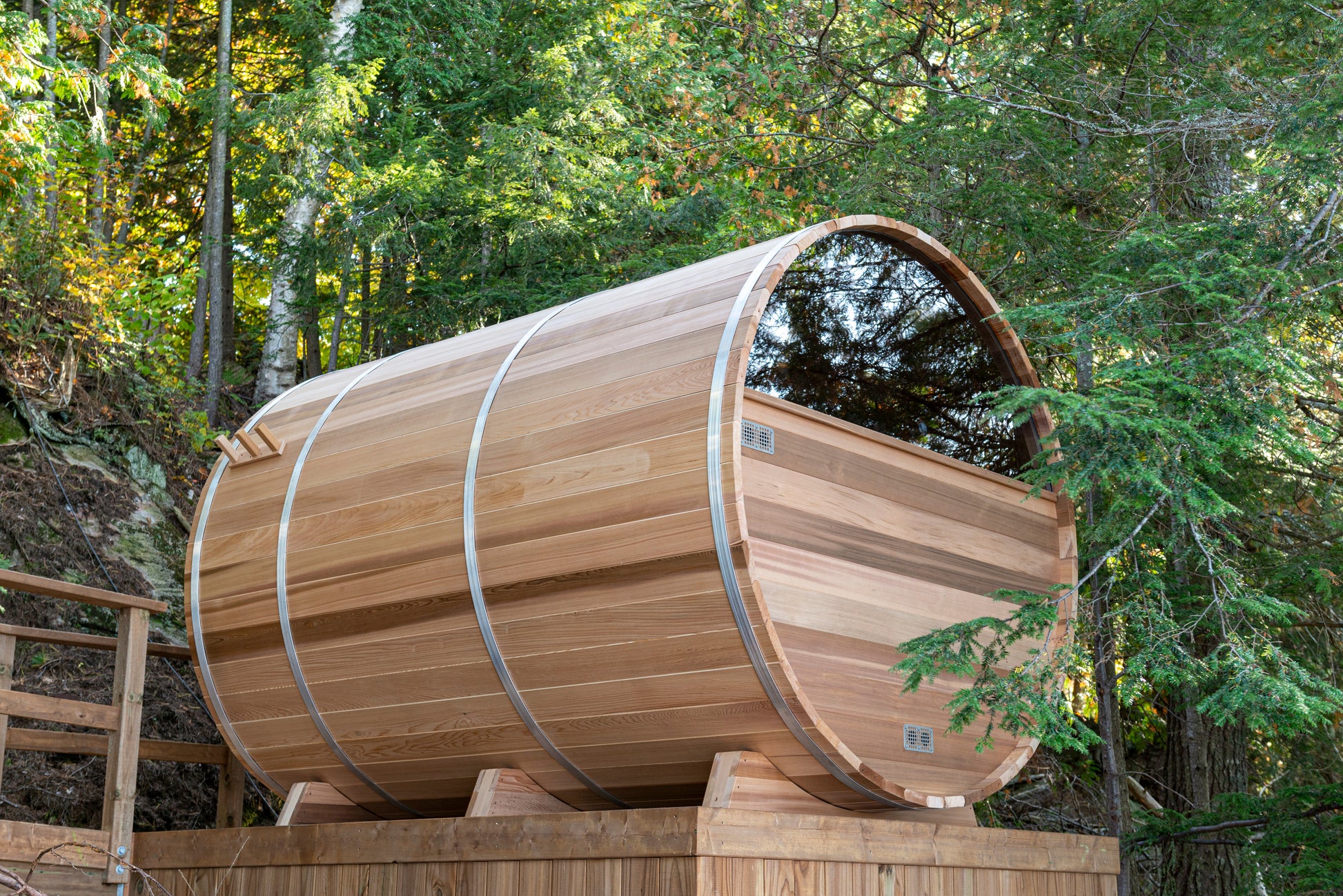 Red Cedar Half-Moon Barrel Sauna