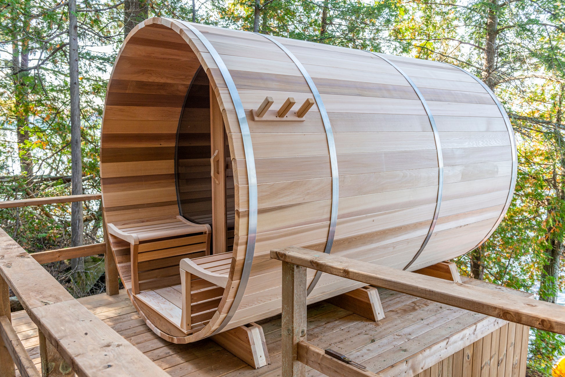Red Cedar Half-Moon Barrel Sauna