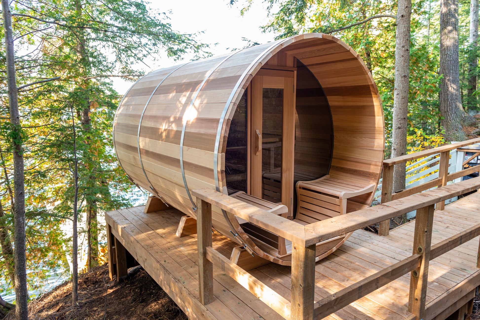 Red Cedar Half-Moon Barrel Sauna