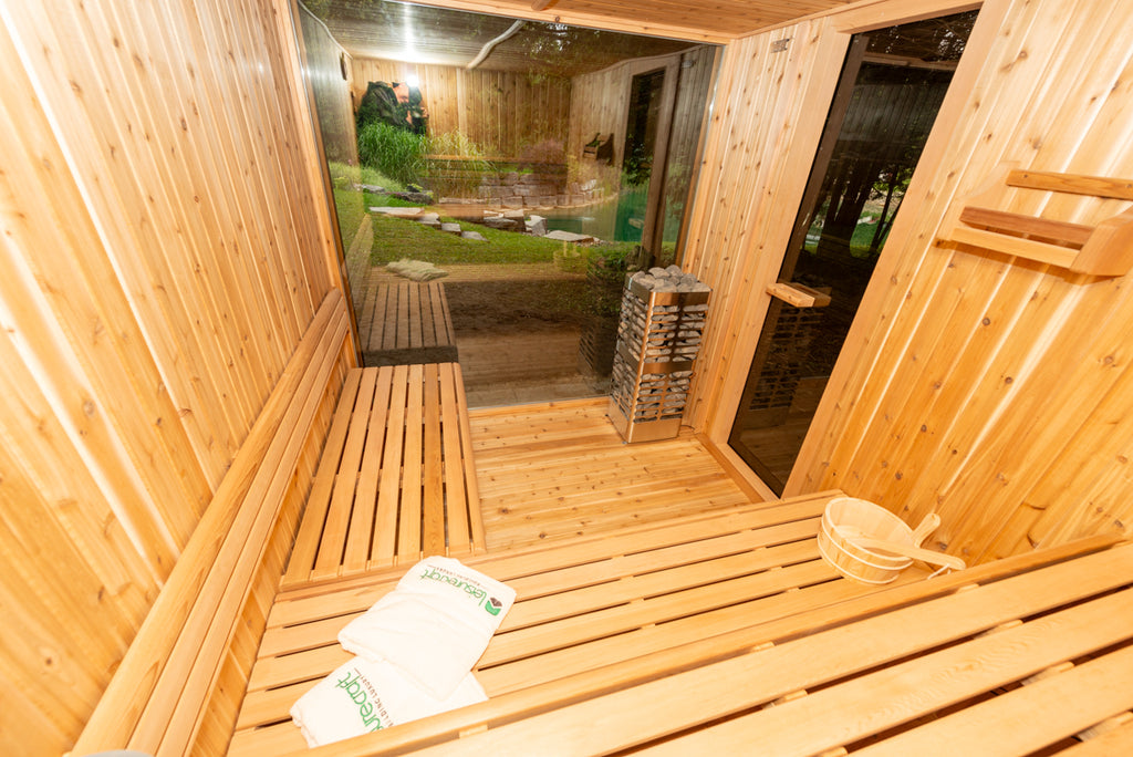 Cedar glass Sauna red cedar interior electric heater