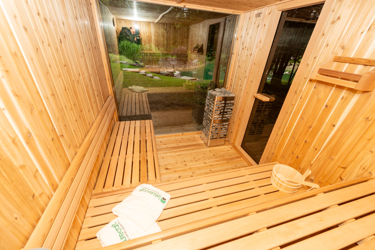 Cedar glass Sauna red cedar interior electric heater