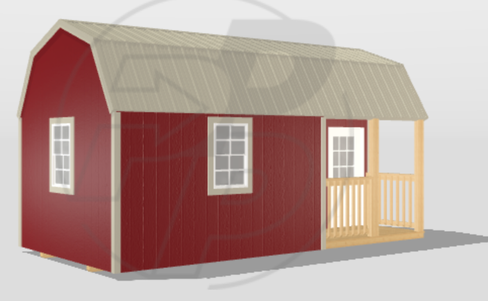 portable lofted barn bunkie cabin with side porch
