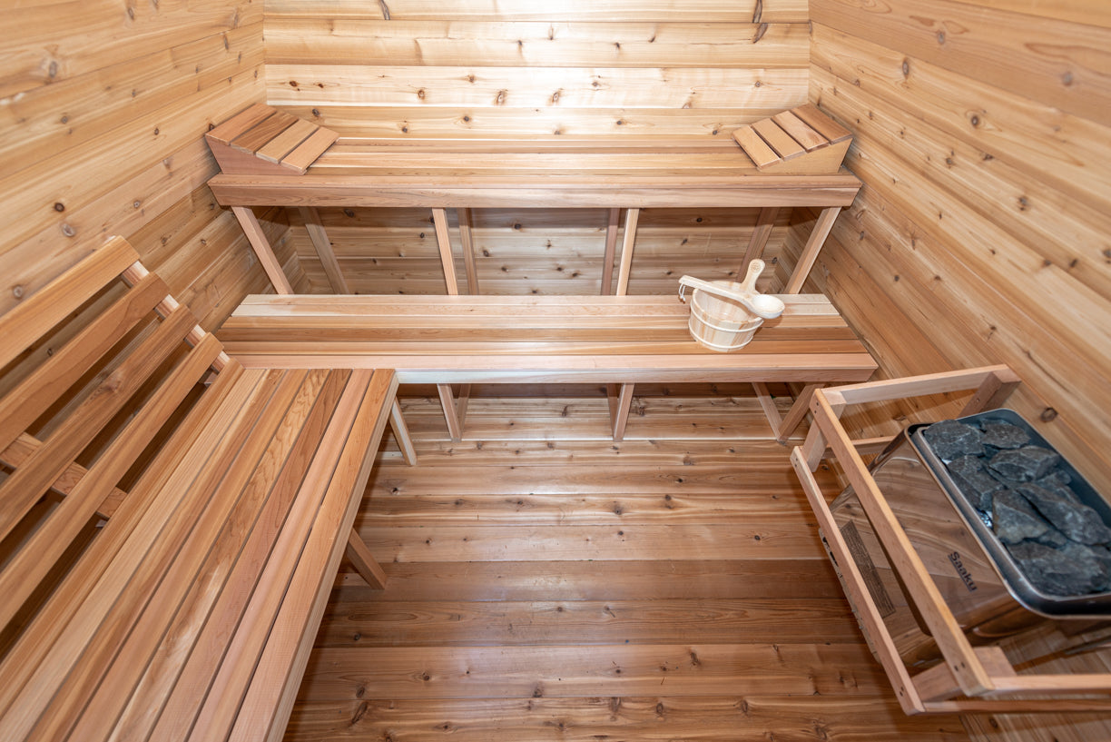 red cedar pod sauna benches
