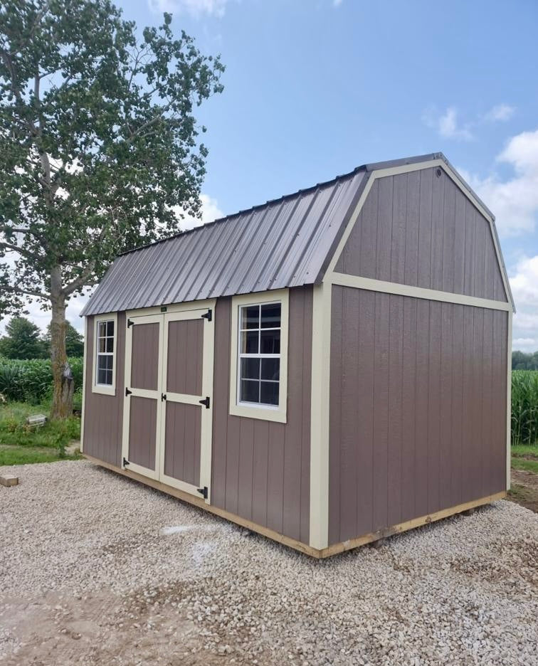 portable lofted barn storage shed brown