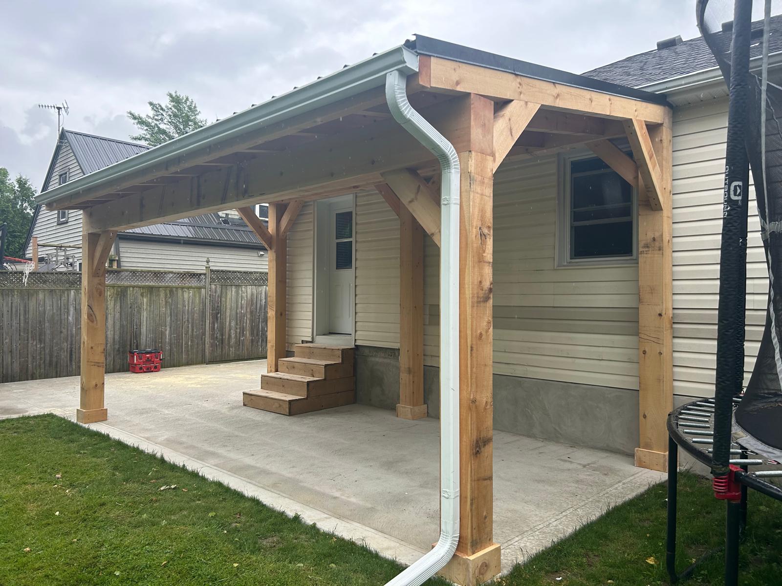 single slope timber pavilion backyard