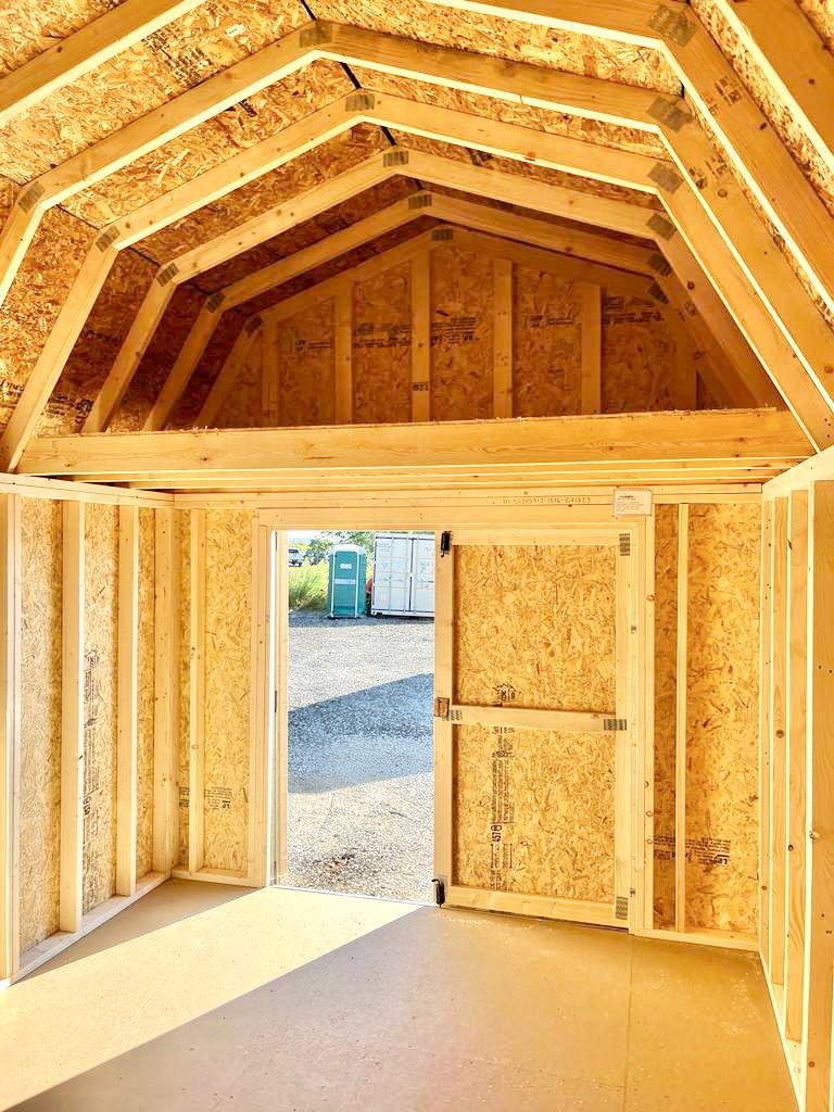 portable lofted barn shed for storage interior lofts