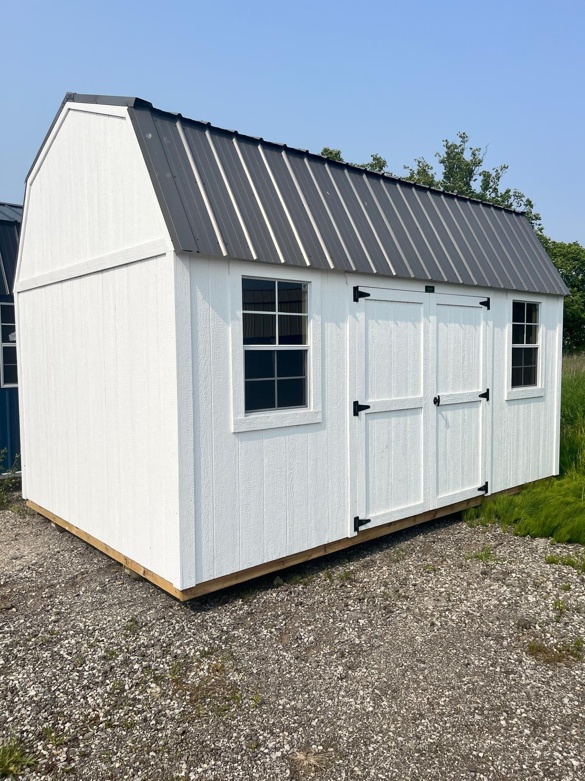portable lofted barn storage shed white double wood door