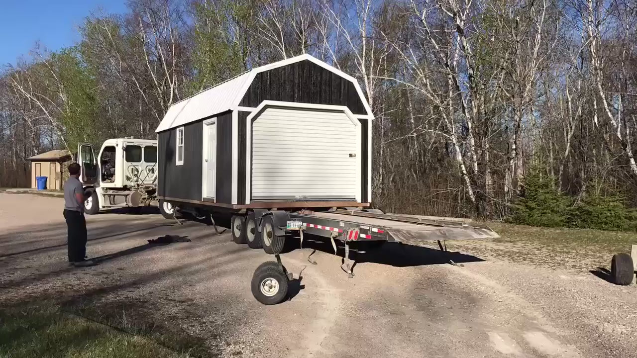 portable garage shed building delivery on site example